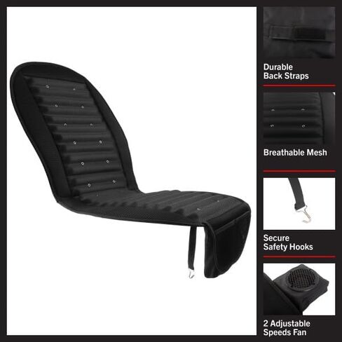 Stalwart Car Seat Cooling Pad - 12V Universal Electric Cooler Seat Cushion with 6 Adjustable-Speed Fans - Cool Car Accessories in Saudi Arabia