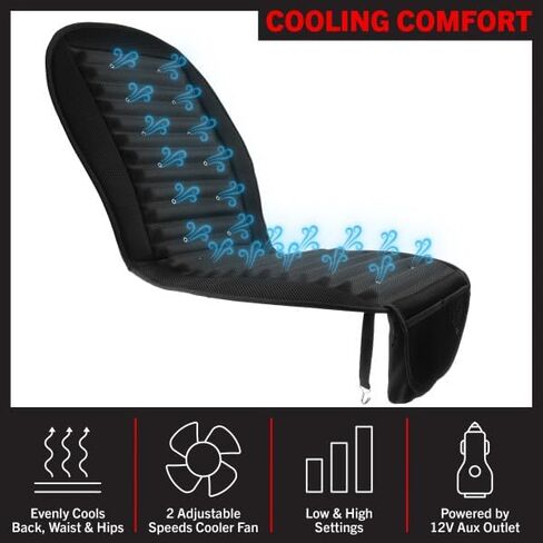 Stalwart Car Seat Cooling Pad - 12V Universal Electric Cooler Seat Cushion with 6 Adjustable-Speed Fans - Cool Car Accessories in Saudi Arabia