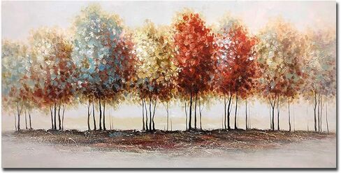 Tiancheng Art، 24x48 بوصة لوحة تجريدية حديثة زيتية لوحات يدوية شجرة ثلاثية الأبعاد مرسومة يدويًا على قماش إطار أكريليك جدار فني ملون على شكل صندوق غابة طاولة معلقة لتزيين الحائط in Kuwait