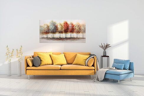 Tiancheng Art، 24x48 بوصة لوحة تجريدية حديثة زيتية لوحات يدوية شجرة ثلاثية الأبعاد مرسومة يدويًا على قماش إطار أكريليك جدار فني ملون على شكل صندوق غابة طاولة معلقة لتزيين الحائط in Kuwait