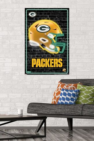 Trends International NFL Green Bay Packers - ملصق حائط نيون خوذة 23، 22.37 بوصة × 34.00 بوصة، نسخة غير مؤطرة in Kuwait