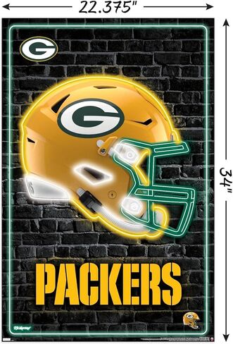Trends International NFL Green Bay Packers - ملصق حائط نيون خوذة 23، 22.37 بوصة × 34.00 بوصة، نسخة غير مؤطرة in Kuwait
