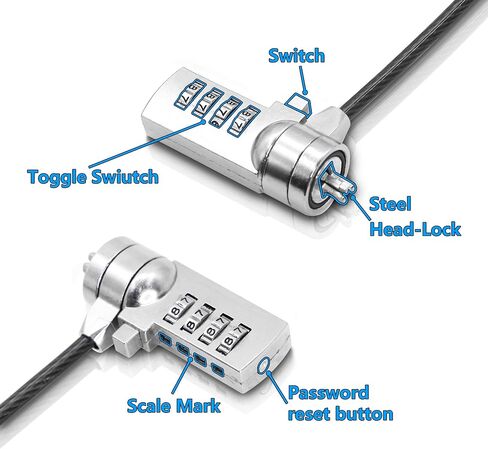 YACSEJAO Notebook Lock and Security Cable Laptop Cable Lock Hardware Security Cable Lock Anti Theft for All Devices with 3x7mm Keyholes are Supported(1.2M/3.9FT) in Saudi Arabia
