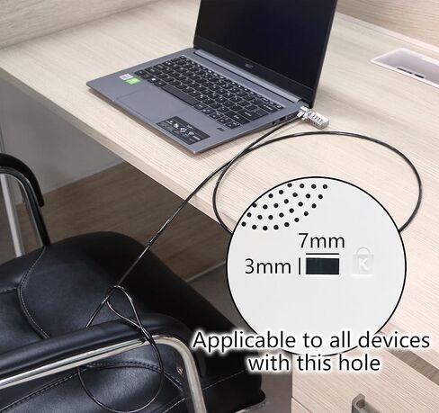 YACSEJAO Notebook Lock and Security Cable Laptop Cable Lock Hardware Security Cable Lock Anti Theft for All Devices with 3x7mm Keyholes are Supported(1.2M/3.9FT) in Saudi Arabia