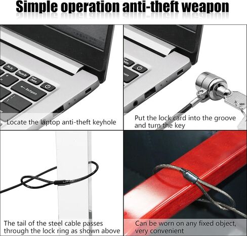 YACSEJAO Notebook Lock and Security Cable Laptop Cable Lock Hardware Security Cable Lock Anti Theft for All Devices with 3x7mm Keyholes are Supported(1.2M/3.9FT) in Saudi Arabia