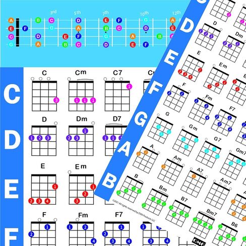 Ukulele Chords Poster, An Educational Reference guide for Ukulele Players and Teachers, Printed on Waterproof, Non-Tearing, Polypropylene Paper, Size: 24"x 30" (Folded Shipping) in Saudi Arabia