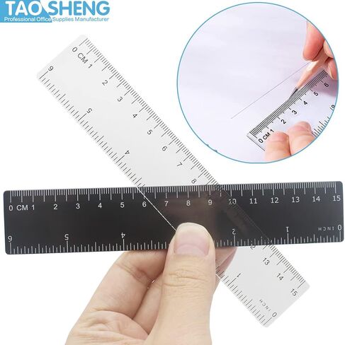 6-Inch Plastic Straight Ruler Set, 15-CM Flexible Dual-Scale Measuring Tool for Student School Office, 1 Black & 1 Transparent in Kuwait