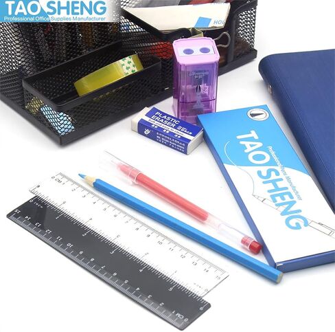 6-Inch Plastic Straight Ruler Set, 15-CM Flexible Dual-Scale Measuring Tool for Student School Office, 1 Black & 1 Transparent in Kuwait