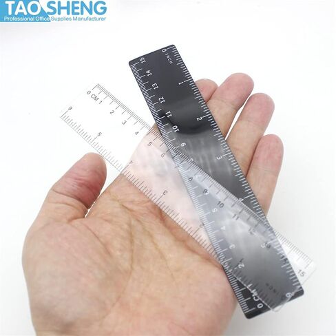 6-Inch Plastic Straight Ruler Set, 15-CM Flexible Dual-Scale Measuring Tool for Student School Office, 1 Black & 1 Transparent in Kuwait