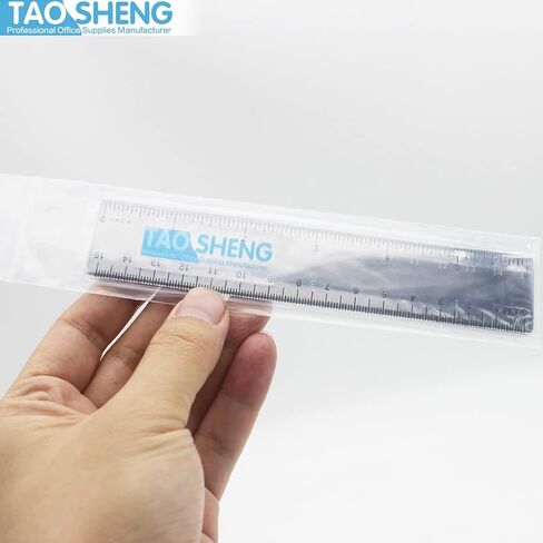 6-Inch Plastic Straight Ruler Set, 15-CM Flexible Dual-Scale Measuring Tool for Student School Office, 1 Black & 1 Transparent in Kuwait