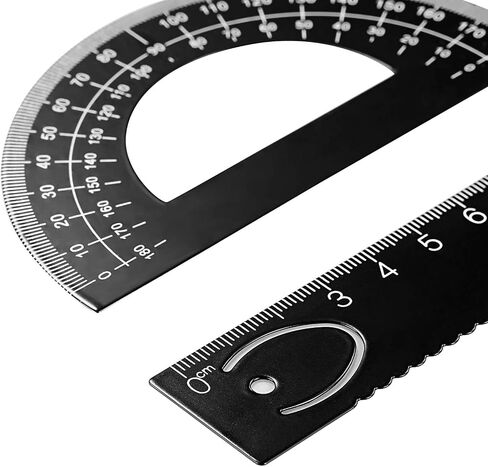 6 Pieces Triangular Scale Ruler Set, Aluminum Architect Ruler 2 Pieces 12 Inch Scale Ruler with 4 Pieces Triangle Ruler Square Set for Students, Draftsman and Engineers, Metric (Black) in Saudi Arabia