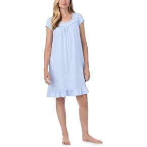 Eileen West Women's Short Cotton Knit Cap Sleeve Gown