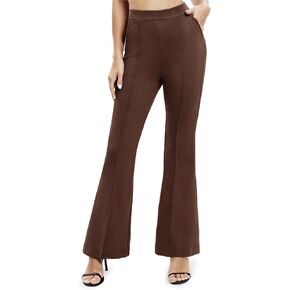 Women's Office Flared Leg Casual Yoga Pants Elastic High Waist Trousers with Pockets