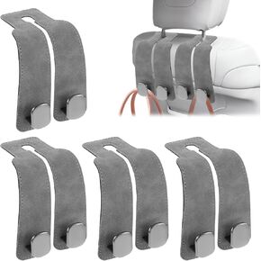 cobee Car Hooks for Headrest, 4PCS 2 in 1 Leather Car Purse Double Hook Holder for Convenient Car Seat Back Storage Hook for Purses Handbags Bags Aesthetic Organization Accessories Interior(Black)