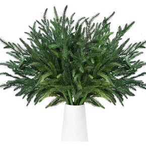 DearHouse 6 Pcs Christmas Norfolk Pine Stems, Faux Norfolk Pine Branches Christmas Greenery Stems for Xmas DIY Crafts, Holiday Home Table Decor (6 Pack)