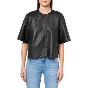 AllSaints Women's Renai Short Sleeve Leather T-Shirt