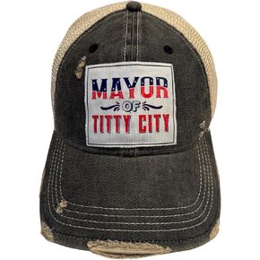Popfizzy Funny Vintage Trucker Hats for Women and Men, Adult Humor Caps, Unisex Distressed Baseball Caps, Adjustable Snapback