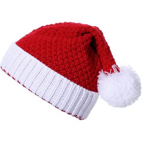 Santa Hat Christmas Knitted Christmas Hat Red Beanie Hat Xmas Holiday Hat Classic for Women Men New Year Party