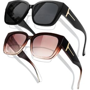 KANASTAL Over Glasses Sunglasses Polarized, Fit Over Sunglasses Oversized Design, Fashion Wrap Around Sun Glasses, 2 Pack