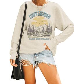 Beopjesk Women's Outdoors Sweatshirt Funny Camping Mountain Hiking Nature Lovers Adventure Pullover Tops