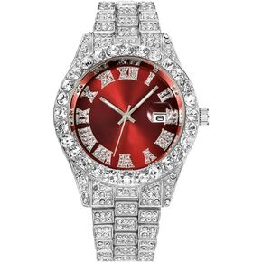 Mens Big Rocks with Roman Numerals Fully Iced Out Colorful Dial Watch