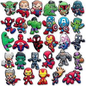 30Pcs Superhero Shoe Charms Fits for Clog Sandals Shoes Decoration, Anime Accessories Charms for Women Men