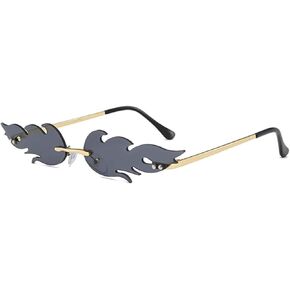 Fire Flame Sunglasses Rimless Wave Glasses Fire Shape Eyewear for Party