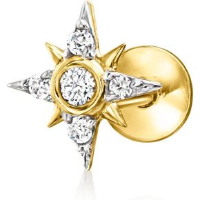 RS Pure by Ross-Simons Diamond-Accented Star Single Flat-Back Stud Earring in 14kt Yellow Gold