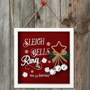 Farmhouse Christmas Decor Christmas Wall Decor Christmas Wood Wall Art Farmhouse Christmas Pictures Rustic Christmas Signs Decor Sleigh Bells Ring Wooden Wall Sign for Holiday Indoor Decoration