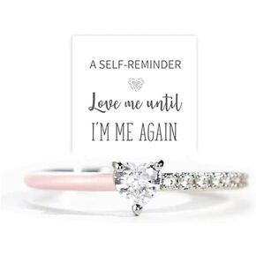Women's Promise Rings for Women, Love Me Until I'm Me Again Ring Self Love Yourself Rings for Mom Mama Daughter Couple Wife Gifts with Cubic Zircon Black Heart Ring