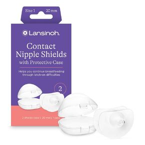 Lansinoh Contact Nipple Shields for Breastfeeding, 2 Nipple Shields (16mm) and Case
