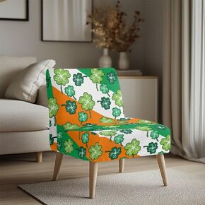 ZOUTAIRONG Valentines Day Heart Accent Chair Covers Without Arms Chair Slipcover for Living Room Slipper Chair Cover Stretchable Armless Accent Chair Cover for Home Decoration