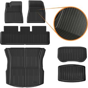 Floor Mats for Tesla Model 3 2024, All-Weather TPE Floor Liners for Model 3 Highland, Full Set of Model 3 Floor mats with Cargo Liners, Trunk Mats, Interior Accessories for Tesla Model 3