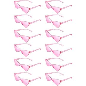 Geyoga 12 Pairs Square Sunglasses for Party Rectangle Rimless Glasses Colorful Transparent Eyewear for Costume Accessories (Pink)