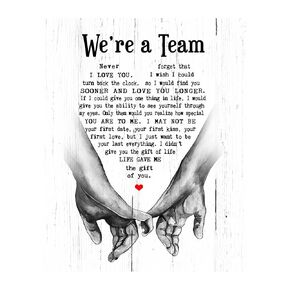 ديكور فني للحائط من We're A Team Wedding Vows - طباعة اقتباس ملهمة للحب والزواج، ديكور جدار حب رومانسي للأزواج، غير مؤطر 8 × 10 بوصة - هدية الزفاف والذكرى السنوية للعروسين والأزواج