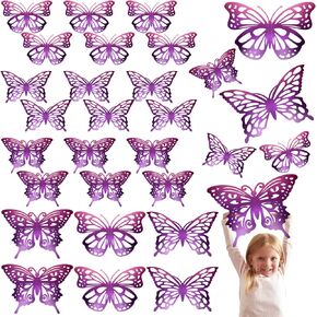 Yeaqee Large Butterfly Party Decoration 3D Butterflies Wall Decor Set 2 Sizes 3 Styles Large Stickers for Birthday Baby Shower Nursery Bedroom Wedding Decor Cutouts(Gold,24 Pcs)