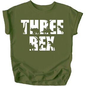 Olive Loves Apple Bold Three Rex Dinosaurs 3rd Birthday T-Shirts and Raglans for Baby Girls Boys Third Outfit Shirt