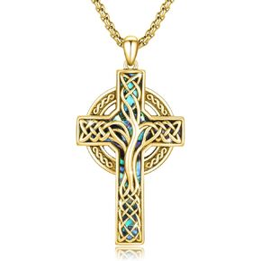 Celtic Cross/Tree of Life/Cross Necklace for Men Women S925 Sterling Silver Celtic Knot Cross Pendant Irish Cross Necklace Pendant Celtic Cross Jewelry
