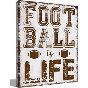 Football Is Life Canvas Wall Art Prints Decor for Home Boys Room College Dorm Office，Sport Themed Paintings Art Decor 11x14 Inches，Retro Rugby Ball Art Gifts for Football Player Football Fan Men Boys