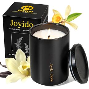 14OZ Oud & Sandalwood Scented Candle - Aromatherapy Candles with Lid - Soy Candles for Home Scented - Luxury Ceramic Jar Candles for Bedroom Kitchen Home Decor, Housewarming Party (Black)