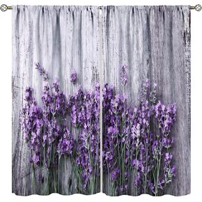 Lavender Floral Curtains, Lavender Flower Purple Window Treatments for Living Room Girls Woman Room Decor, Luxurious Elegant Purple Drapes 2 Panels, 42x54 Inch