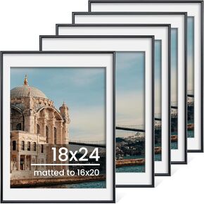 11x14 Picture Frame Set of 5, Display Pictures 8x10 with Mat or 11x14 Without Mat 11 by 14 Photo Frames Wall and Tabletop Display, Walnut Woodgrain in Kuwait