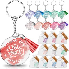 Chunful 20 Sets Thank You Gift Employee Appreciation Gifts Key Chains Bulk Motivation Keychain with Tag for Coworkers Volunteers