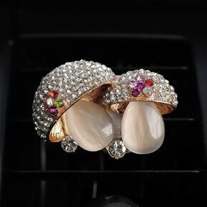 0717.F Creative Car Charm Cute Rhinestone Mushroom Bling Vehicle Interior Air Vent Decorations Clip with Perfume Container
