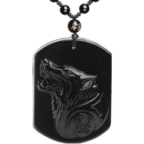 Black Obsidian Necklace Lucky Amulet Protection Pendant with Extended Bead Chain Healing Crystal Stone Talisman Necklaces Jewelry