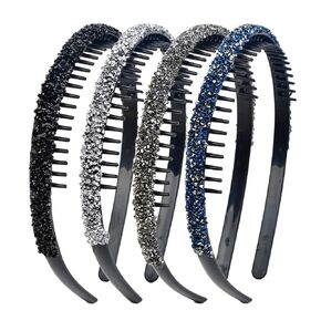 4Pcs Fashion Rhinestone Headband for Women with Teeth Non Slip Head Bands Comb Headbands Crystal Hairband Sparkly Diamond Hairbands Hair Accessories