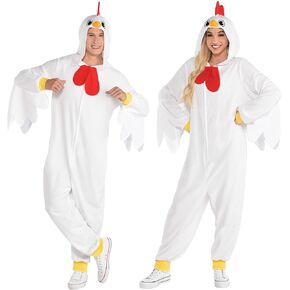 Amscan White Hooded One-Piece Suit Zipster Chicken Costume | Perfect For Dress Up & Play Pretend, Halloween Costumes