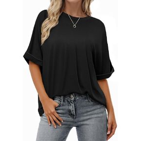 Buauty Womens Oversized Short Sleeve Tshirt, Plus Size Tops Loose Basic Crew Neck Tee, Summer Business Casual Top 2024 Trendy