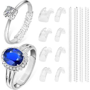 Ring Sizer Adjuster for Loose Rings, 12 Pack 12 Sizes, Ring Size Adjuster, Invisible Ring Guards for Women and Men, Insert & Spiral Ring Resizer with Polishing Cloth