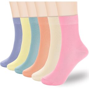 Corlap Crew Socks Women - Soft Thin Cotton Dress Socks,Ankle Calf Socks for Business Casual Trouser (6 Pairs Gift Box)